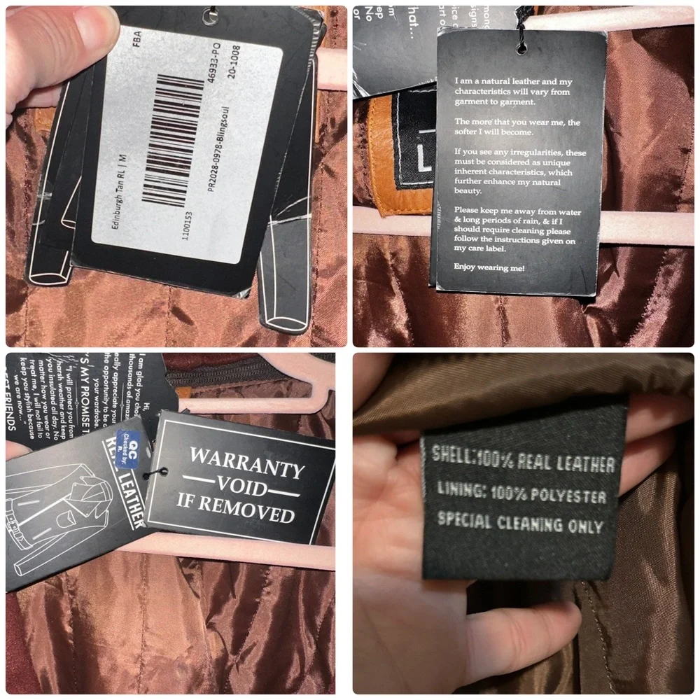 Blingsoul Leather Bomber Jackets Real Lambskin Mens Leather Jacket, sz Med, NWT - Picture 7 of 10